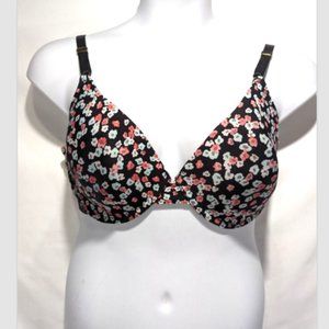 NWOT Jessica Simpson Black Floral Lightly Padded Balconette Bra 42D